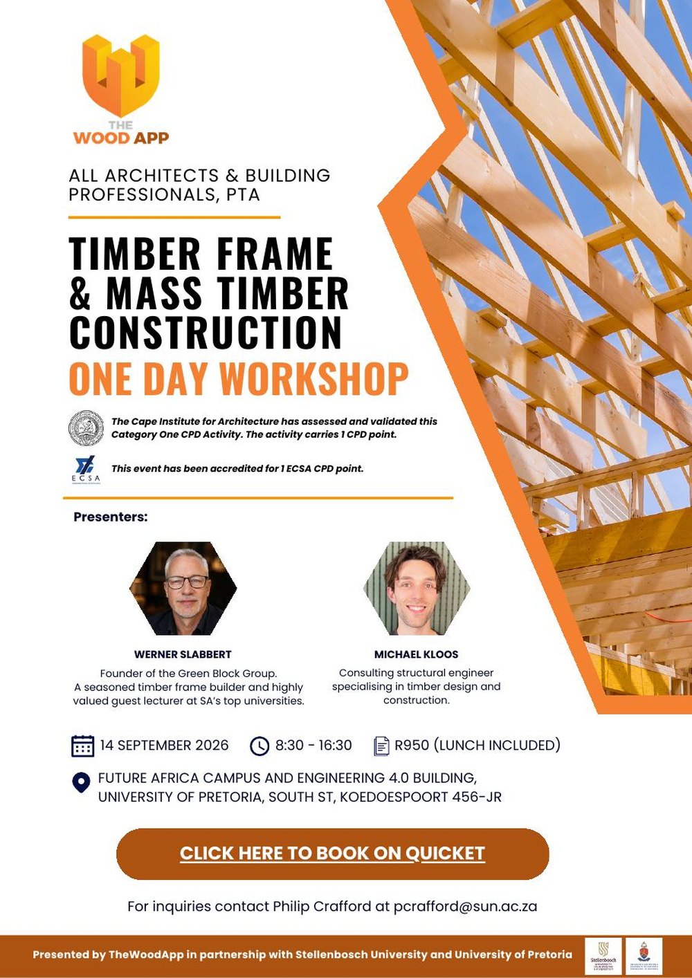 The Wood App 2026/27 workshop schedule — Timber Frame & Mass Timber Construction one day workshop